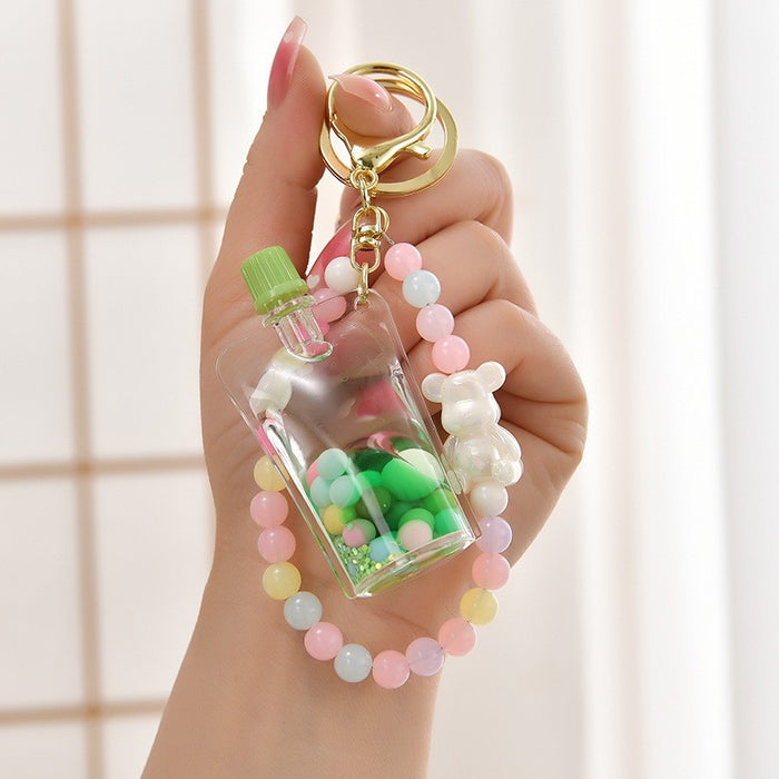 Wholesale Cute Beaded Sand Bottle Keychain