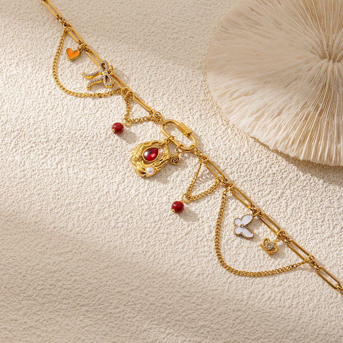 Wholesale Stainless steel beach necklace women's shell pendant starfish fashion collarbone chain heart-shaped butterfly