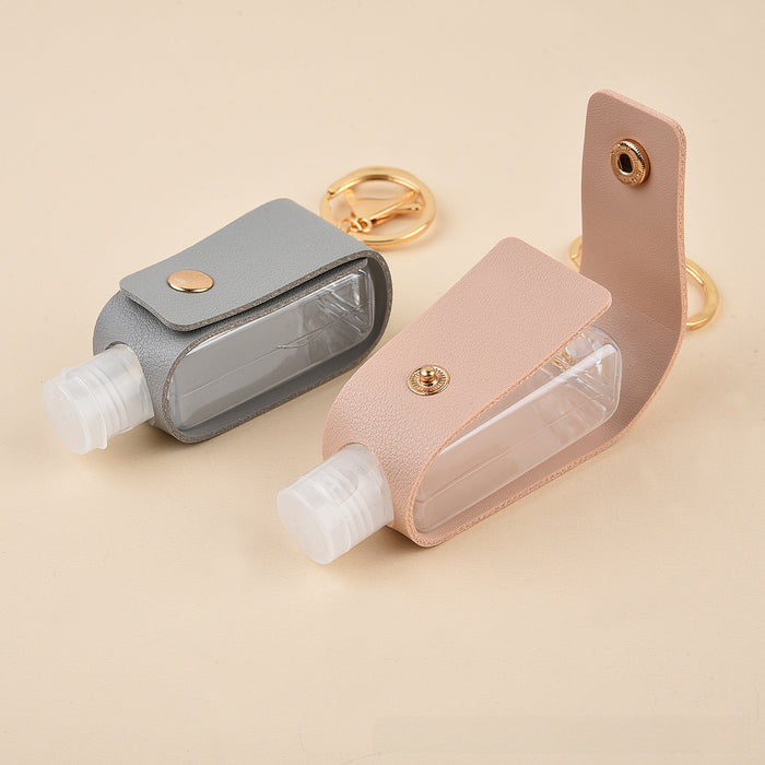 Wholesale T-shaped PU Leather Keychain Hand Sanitizer Free Leather Case Disinfection Hand Sanitizer Free Bottle Leather Case