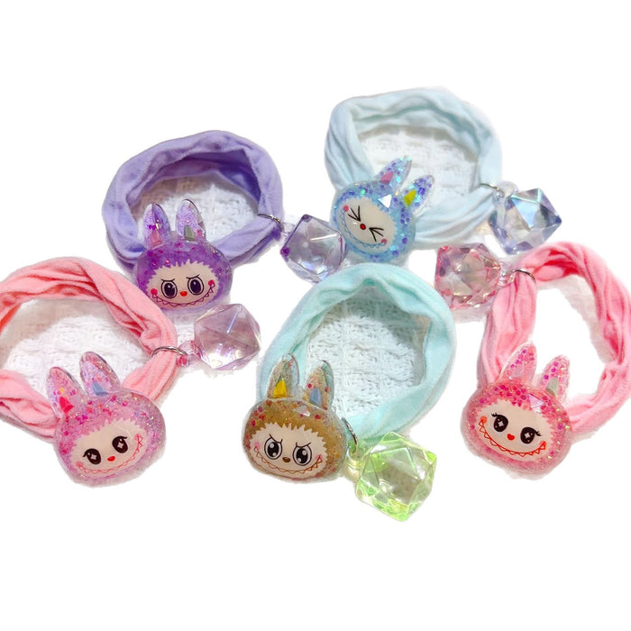Wholesale 5pcs mix Cute Faceted Shiny Rabbit Rubber Band Hair Band Towel Ring Hair Tie Leather Rope High Ponytail Hair Accessory
