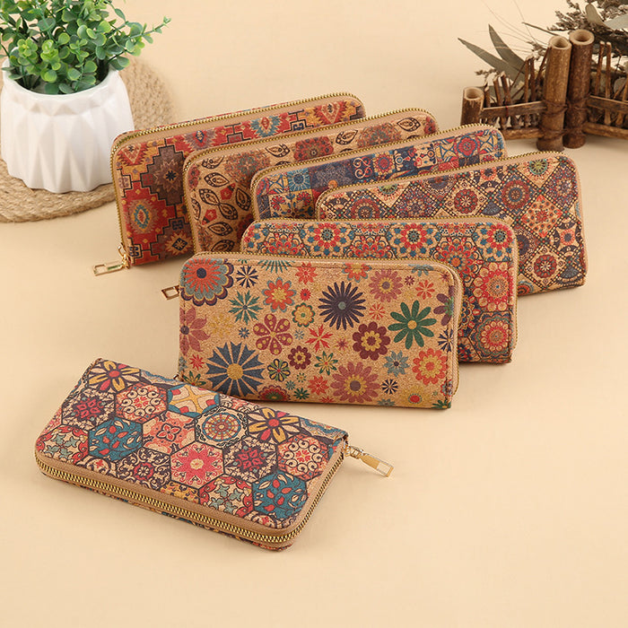 Wholesale PU Leather Long Wallet with Geometric Pattern Zip Around Closure MOQ≥3