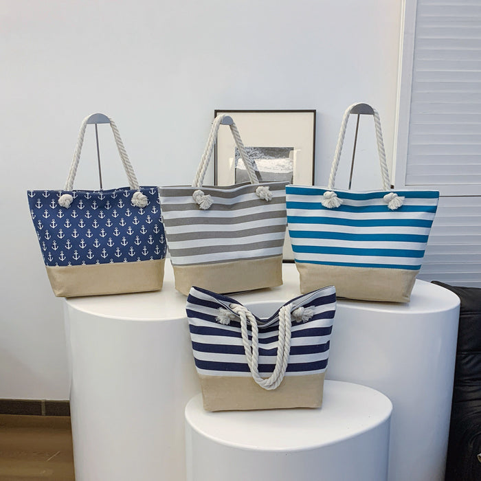 Wholesale Striped Beach Bag Women' s Backpack Handbag Supply Bag