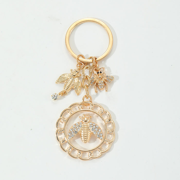 Wholesale Little Bee Alloy Dot Diamond Keychain JDC-KC-QiangF001