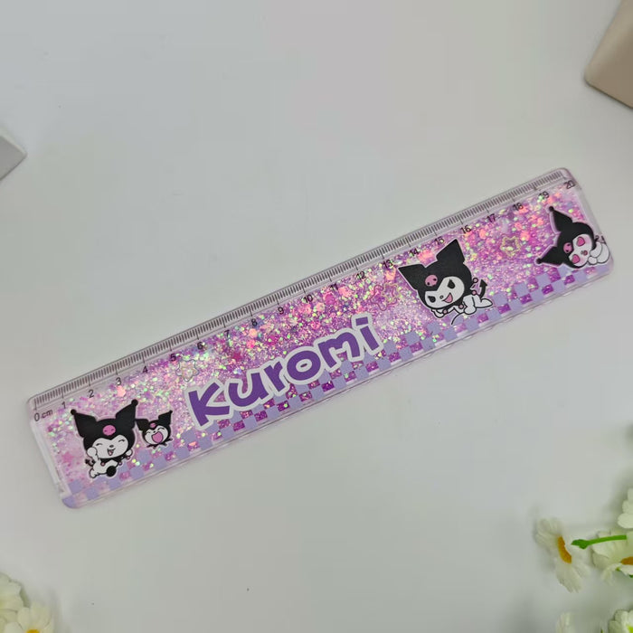Wholesale Cartoon Quicksand Ruler Gold Powder Decompression Glitter Ruler Set