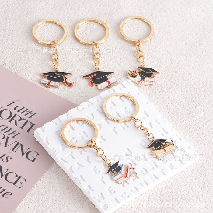 Wholesale key chain doctor cap graduation season alloy key chain student souvenir bag pendant