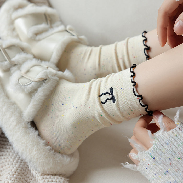 Wholesale New Socks Stacking Socks Cute Embroidered Bow Middle Socks