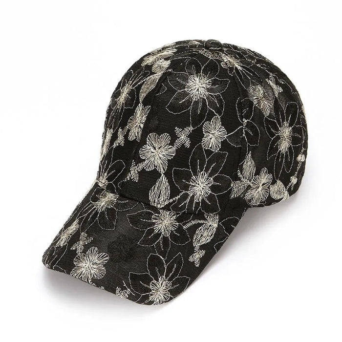 Wholesale Lace breathable mesh cap embroidered flower baseball cap fashionable casual sun shading