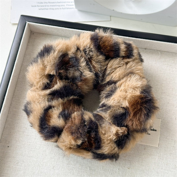 Wholesale Leopard Color Plush High Elastic Hair Scrunchies