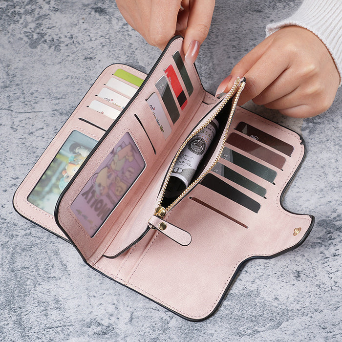 Wholesale Black Solid Color Long Wallet Clutch with Sewing Line Detail - Everyday Use Fashion Accessory