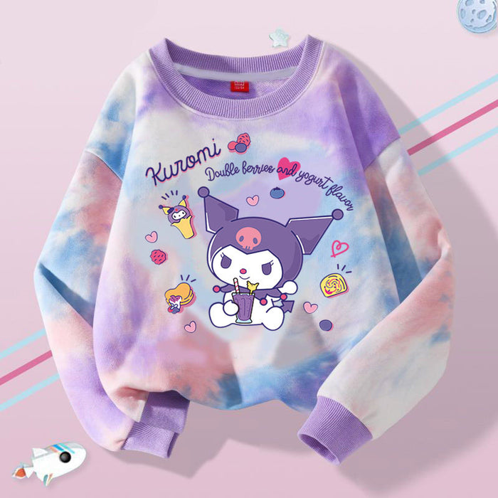 Wholesale Spring and Autumn New Children's Sweatshirts Casual Versatile Trendy Baby Girl Small Children's Tie-dye Cute Cartoon Tops JDC-CTS-QNE003