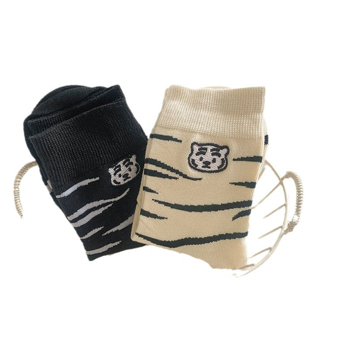 Wholesale Cartoon Tiger Head Polyester Cotton Socks Personality Versatile JDC-SK-GuangJ001