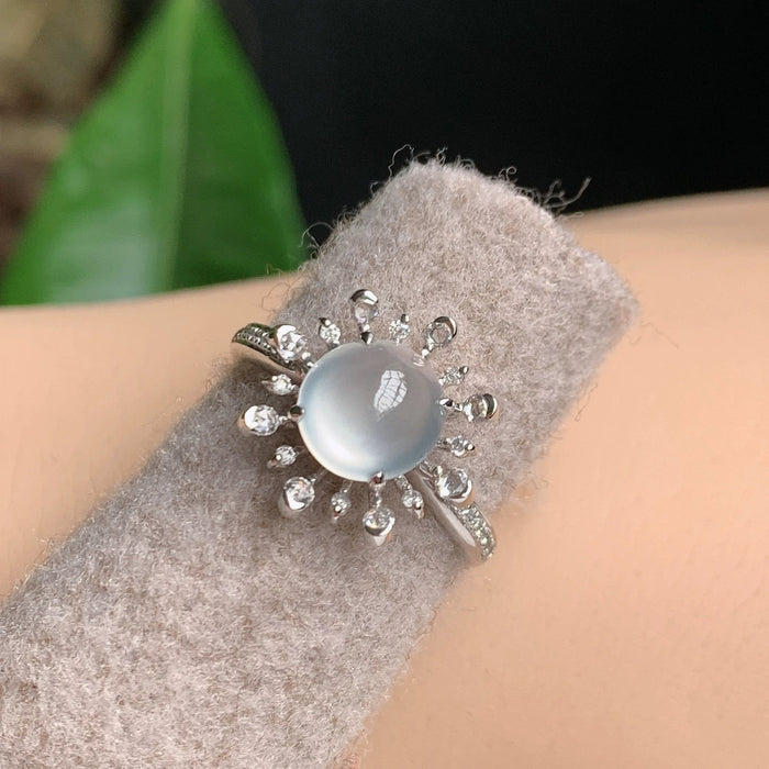 Wholesale Sunflower imitation water foam jade ring, high-end and trendy, versatile, with a simple and exquisite index finger opening