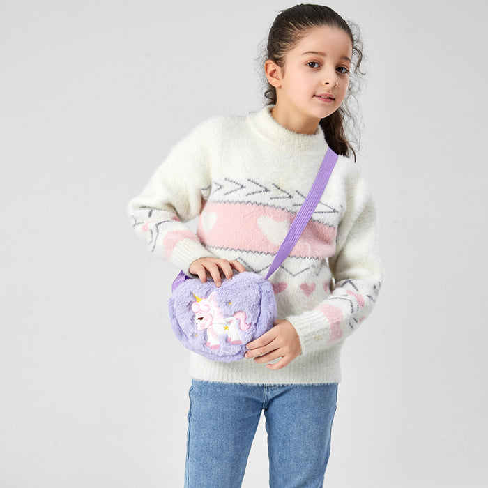 Wholesale Love Unicorn Crossbody Bag Children' s Cute Stuffed Bag Little Girl Cartoon Shoulder Bag