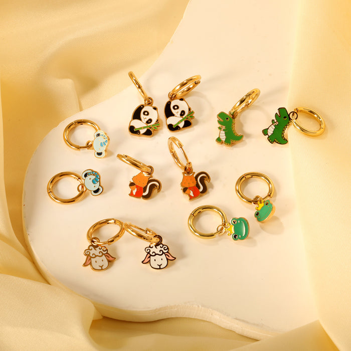 Wholesale Earrings cute animal funny frog panda stainless steel earrings
