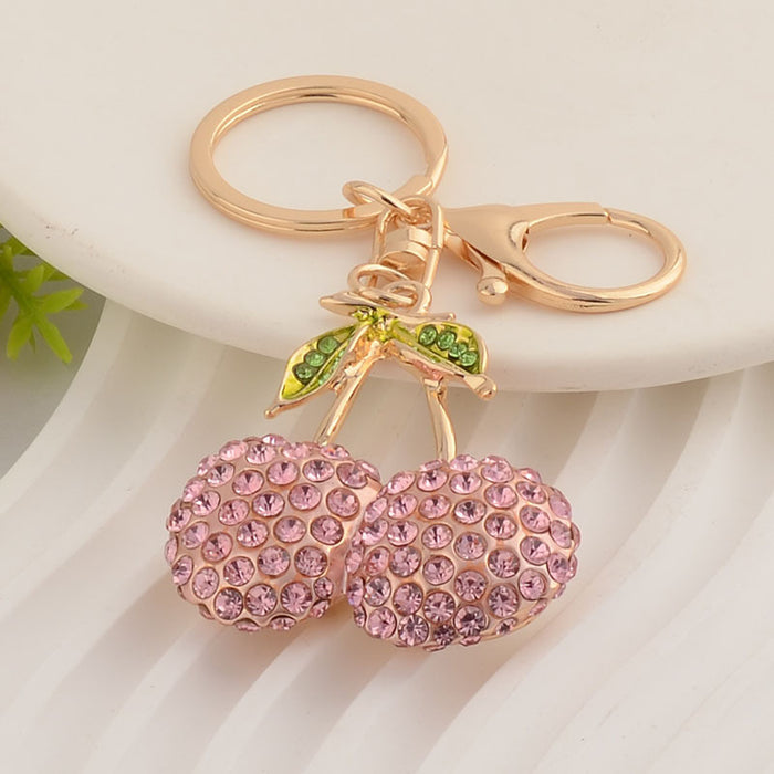 Wholesale Zinc Alloy Rhinestone Cherry Keychain – Decorative Bag Charm Car Key Accessory