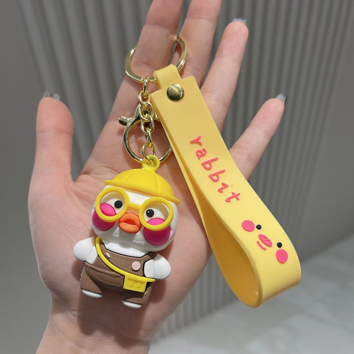 Wholesale Cartoon Cute Little Yellow Duck PVC Keychain JDC-KC-MRan010