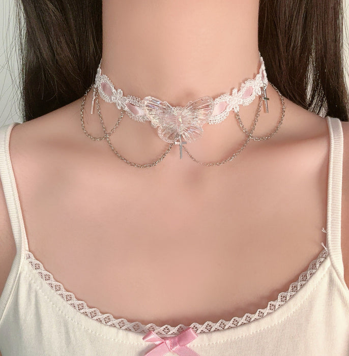 Wholesale Lace necklace cross collarbone chain personalized creative collar