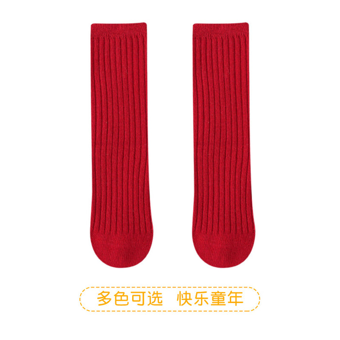 Wholesale of New Double Needle Long Socks for Boys and Girls in Spring and Autumn Solid Color Breathable Cotton Baby Socks for Girls JDC-SK-SL008