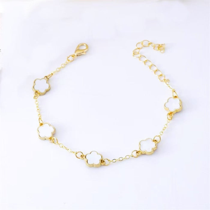 Wholesale Four Leaf Lucky Alhambra Series Gold Red Five Flower Bracelet