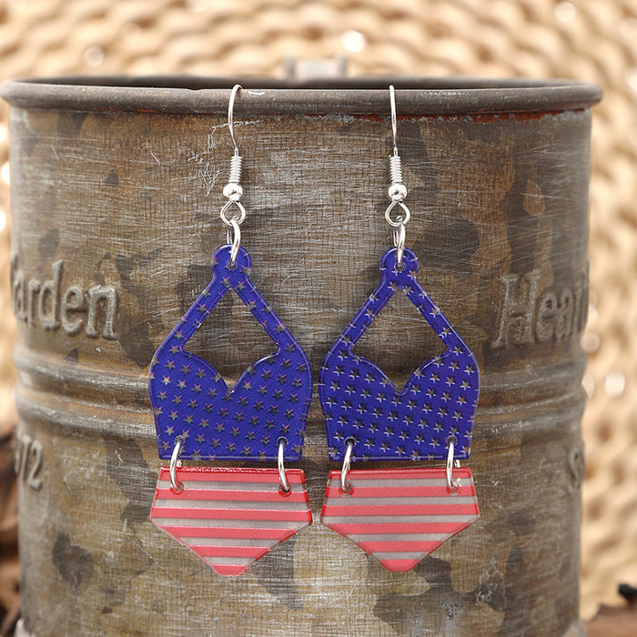 Wholesale Bikini Shape Striped Earrings US Independence Day Earrings Women Earrings