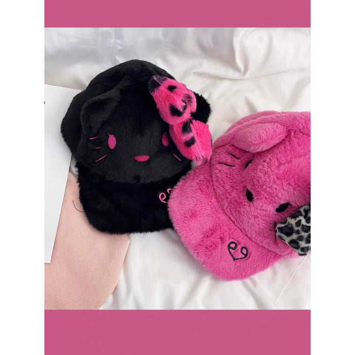 Wholesale Sweet Cool Black Pink Embroidered Bow Baseball Cap All-match Cute Cartoon Cap