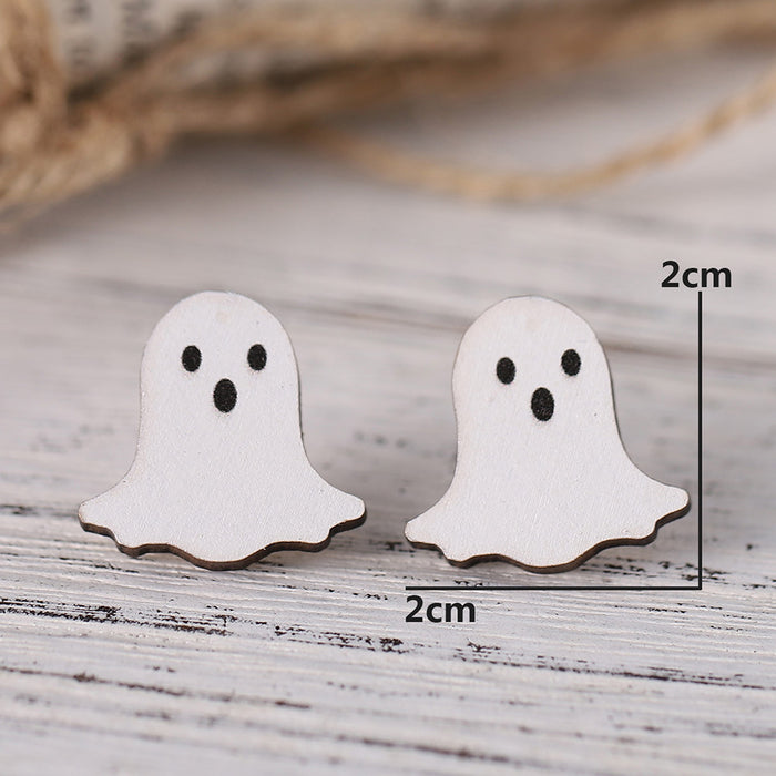 Wholesale Wooden Earrings Set Cute Bat Pumpkin Ghost Design Party Wear Gift