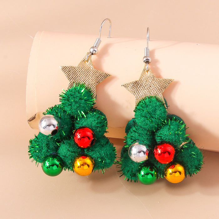 Wholesale Christmas earrings cartoon cute funny elk Christmas tree garland earrings jewelry
