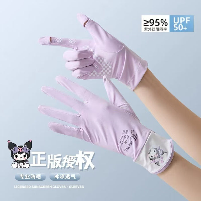 Wholesale Summer Sunscreen Ice Silk Non-slip  Gloves Cute Full-finger Thin Anti-driving Gloves