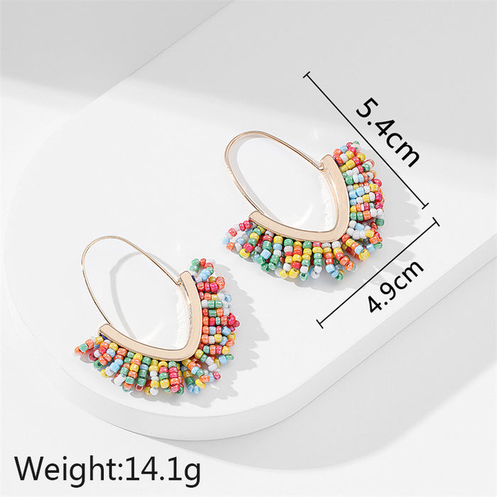 Wholesale Tassel earrings, hand woven rice bead earrings