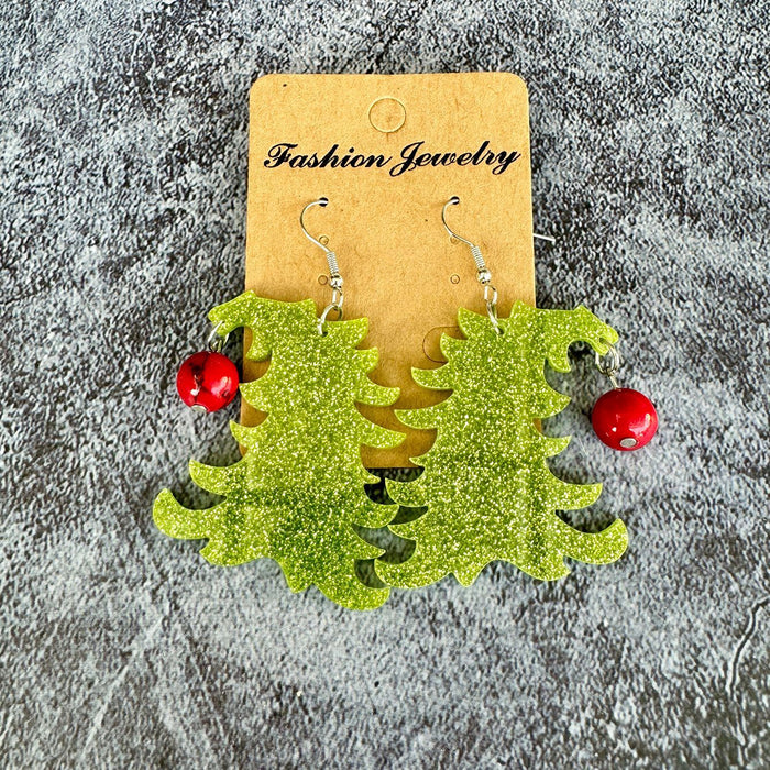 Wholesale Christmas tree acrylic ing earrings Christmas exaggerated holiday jewelry