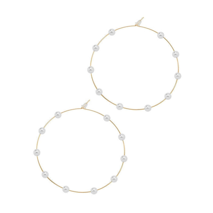 Wholesale Pearl Large Circle Copper Earrings JDC-ES-KLR001
