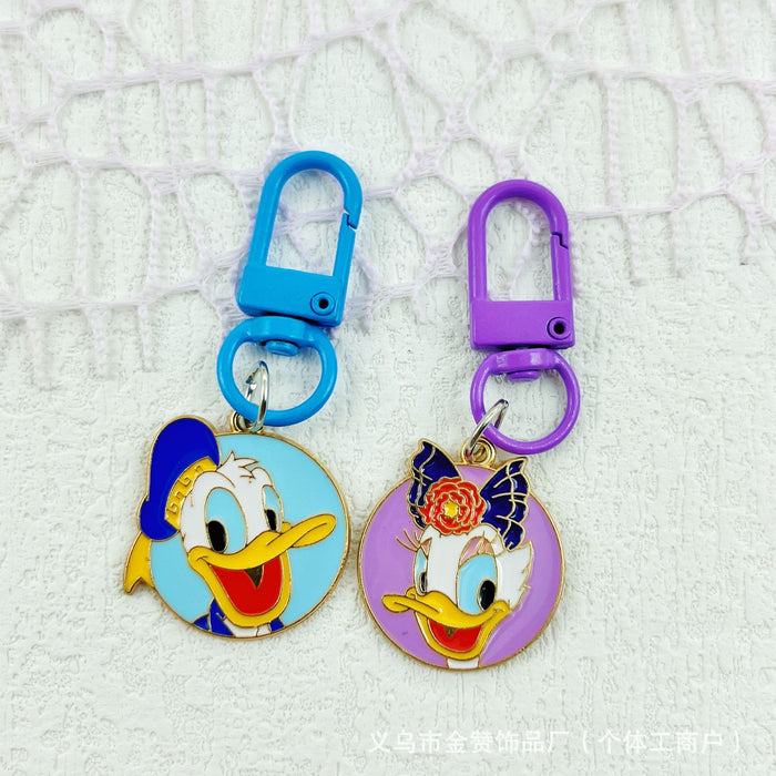 Wholesale Colorful keychain creative couple metal pendant bag ornaments cute cartoon
