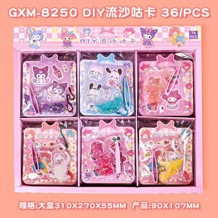 Wholesale 36pcs/box Quicksand notebook stickers for children' s creative handmade materials package Quicksand keychain pendant