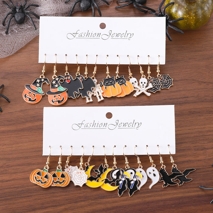 Wholesale Zinc Alloy Earring Set Ghost Pumpkin Skull Drop Earrings Party Gift