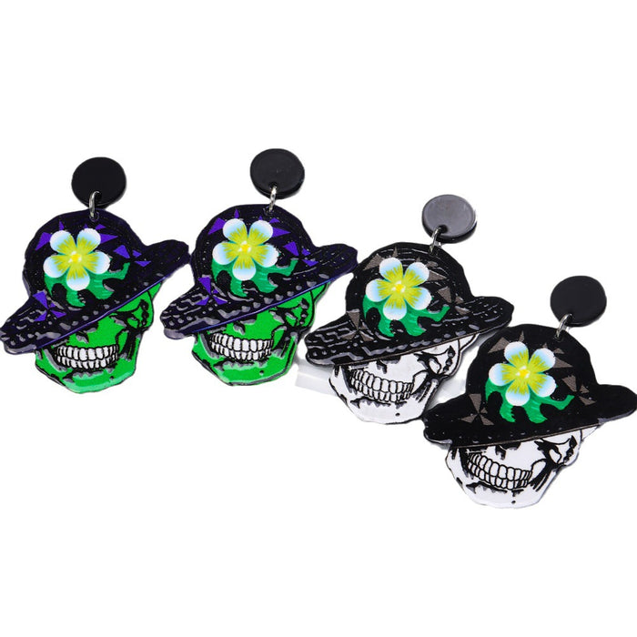 Wholesale Halloween Acrylic Skull Face Earrings JDC-ES-ChouD020