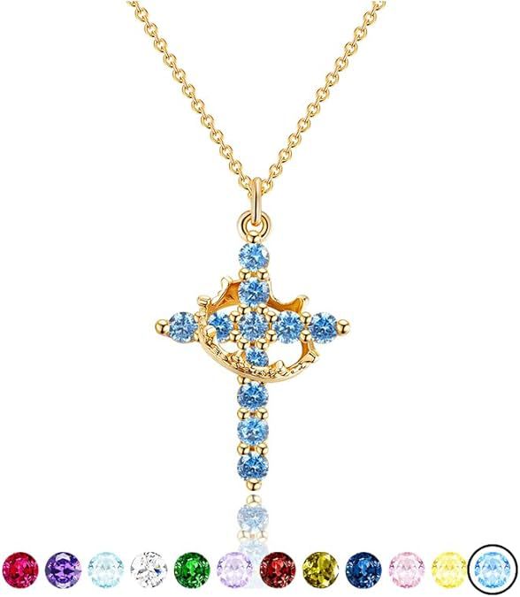 Wholesale Cross Crown Rotating Necklace Versatile Light Luxury High End Necklace Zircon Clavicle Chain