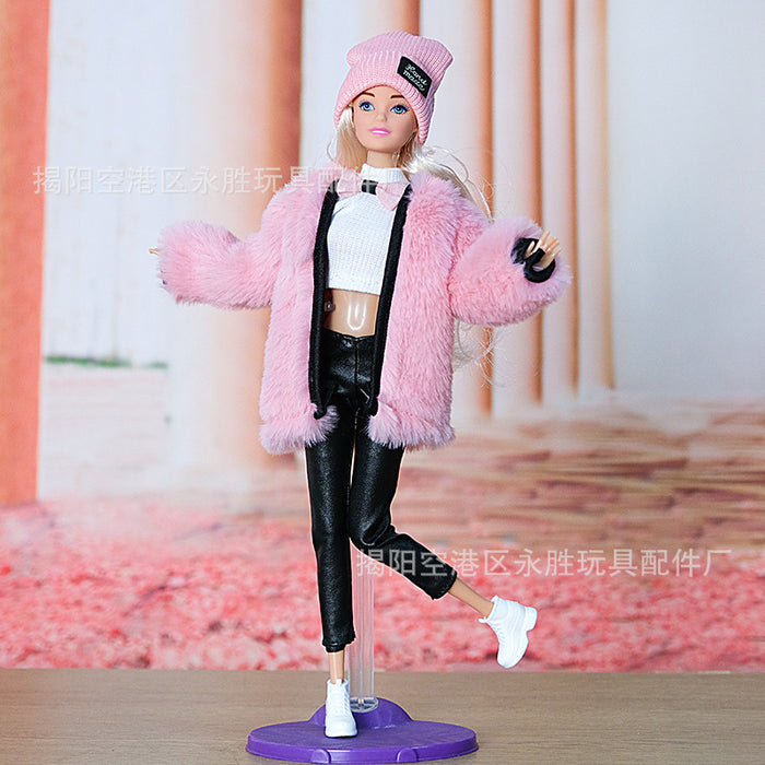 Wholesale Leopard Print Plush Vest et Skirt suit