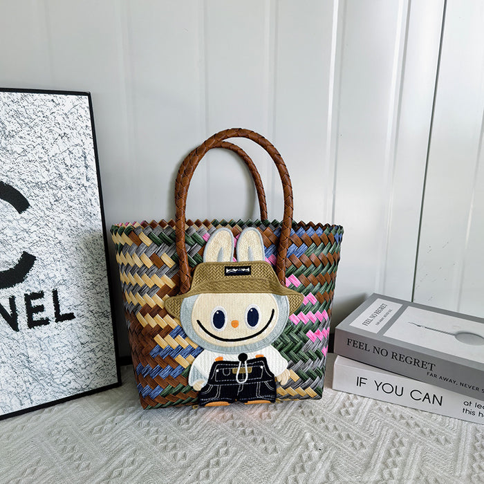 Wholesale  Handbag Summer  Cartoon Woven Bag Large Capacity Work Commuter Bag Hand-Woven Handbag