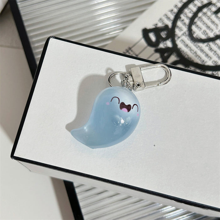 Wholesale Cute Glow-in-the-Dark Ghost Keychain Resin Material Includes Bag and Card Decorative