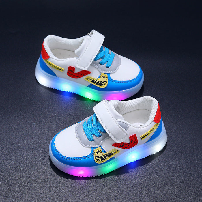 Wholesale Boys' Sports Shoes Korean Version Velcro Soft Soled Children's Board Shoes Girls' LED Illuminated Shoes Trendy JDC-KS-GS004