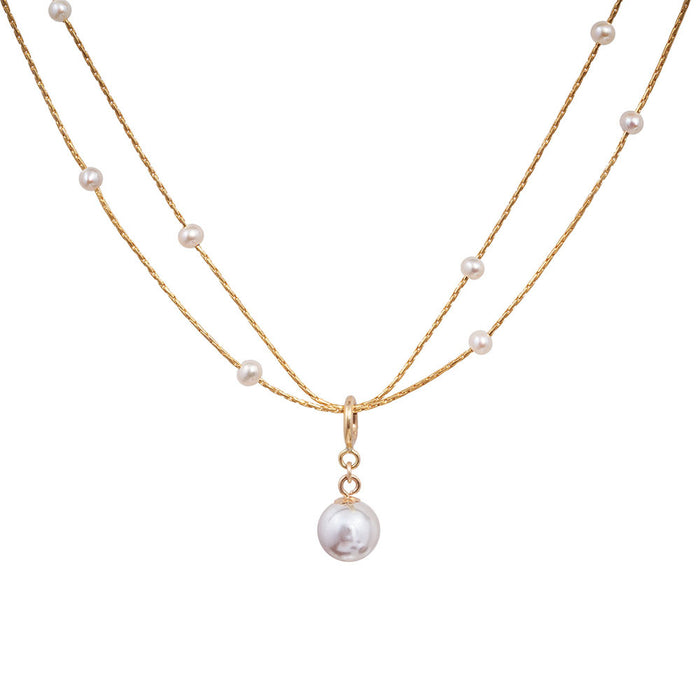 Wholesale Pearl necklace, pearl wrapped gold necklace, versatile and high-end for women, layered and worn