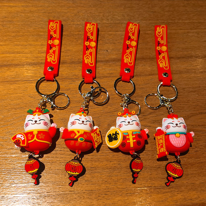 Wholesale Lucky Bag Lucky Cat Rubber Keychain JDC-KC-Tingm030