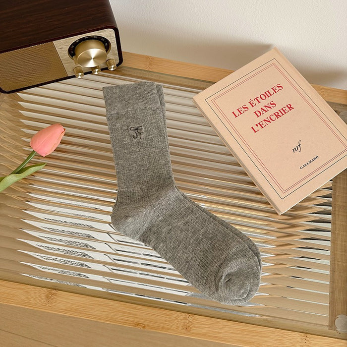 Wholesale Bow tie socks boneless mid tube socks mesh breathable long socks thin stacking socks