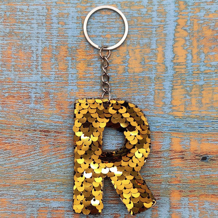 Wholesale Colorful sequin keychain pendant with letters, car luggage accessories