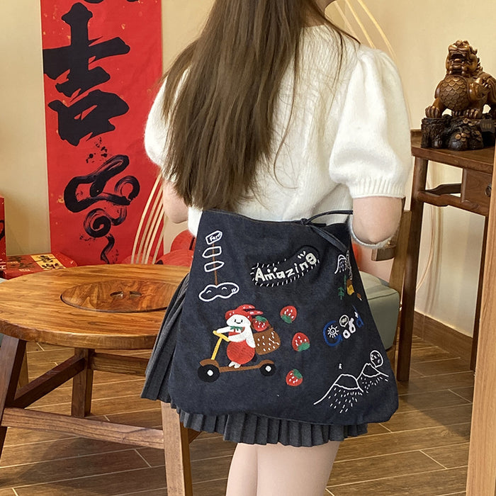 Wholesale Cowboy shoulder bag, fashionable and versatile embroidered commuter bag, crossbody tote bag