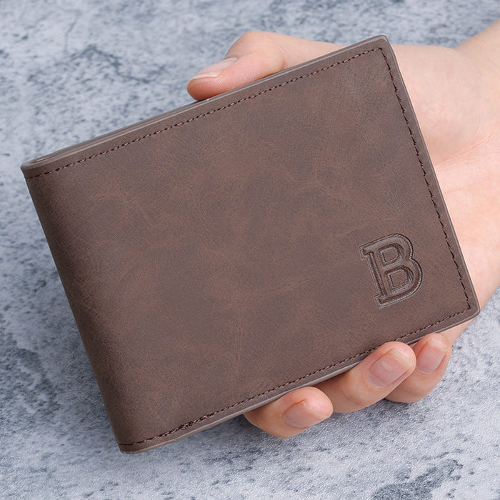 Wholesale Retro Men' s Short Wallet 2-Fold Multi-Card PU Black Wallet Fashion Accessory
