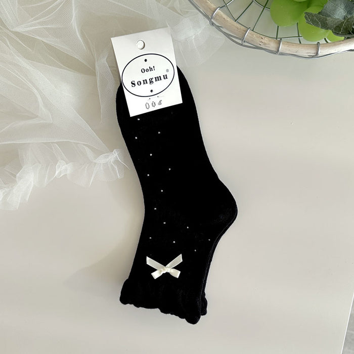 Wholesale Boneless socks, bow tie, short tube women's socks, polka dot cotton socks