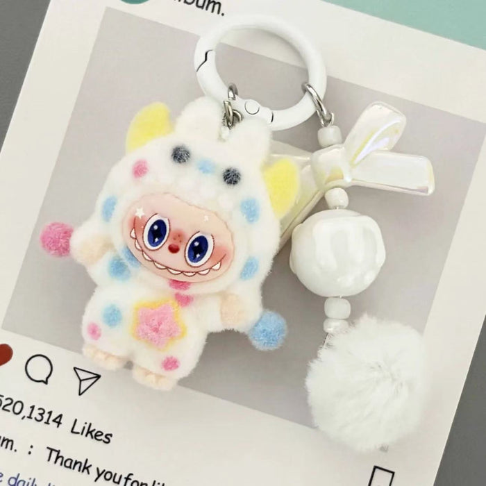 Wholesale Flocked Polka Dot Monster Plush Bag Charm Trendy Keychain Accessory for Everyday Wear or Gift