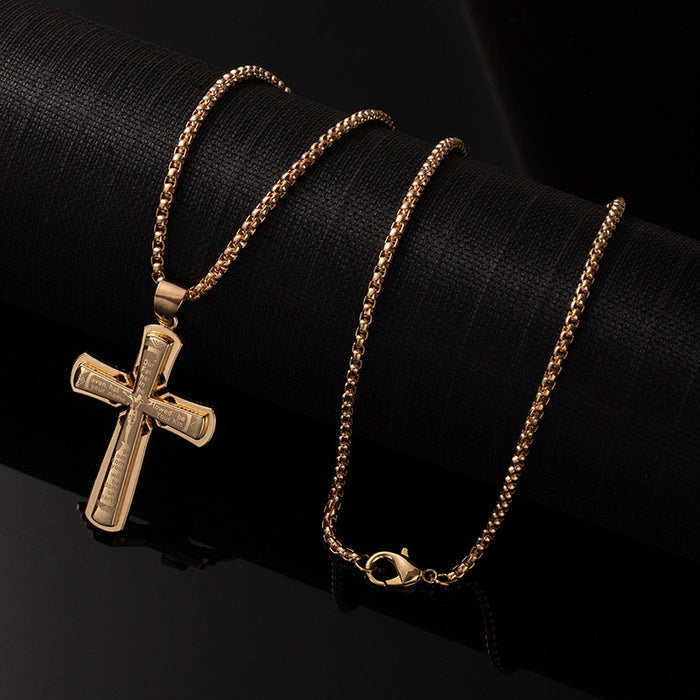 Wholesale Cross necklace, retro titanium steel chain, personalized accessories