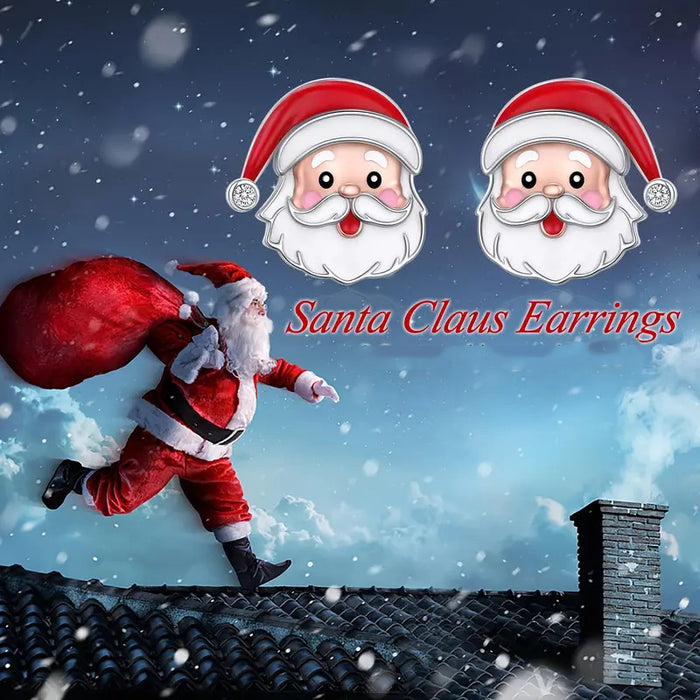 Wholesale Christmas  Cute Hat Earrings Cartoon Diamond Set Simple Earrings